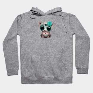 Blue Day of the Dead Sugar Skull Baby Pig Hoodie